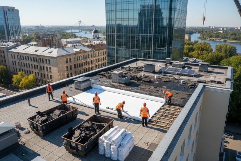 Single Ply Roof Installation